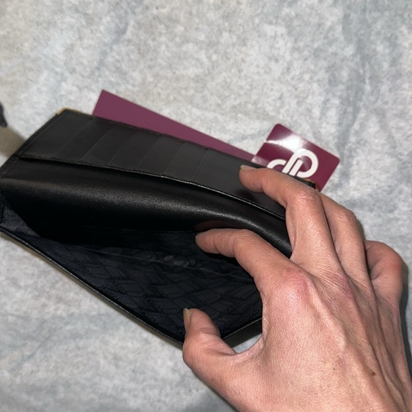 Dunhill black wallet / checkbook holder with gold details and card slots - Picture 5 of 8